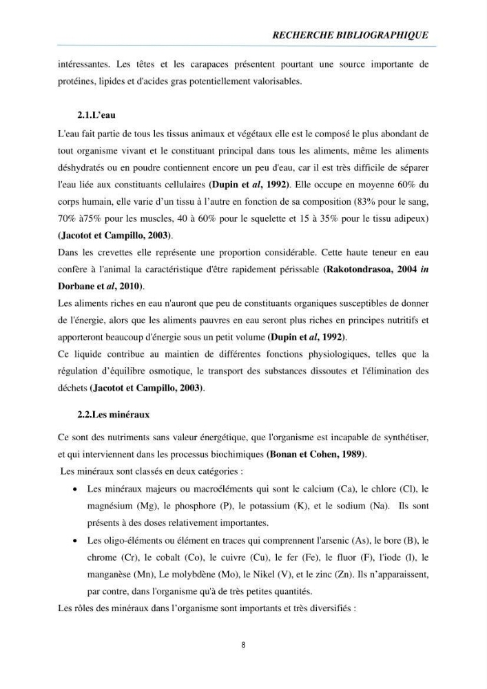 Évaluation de la valeur nutritionnelle chez les crustacés