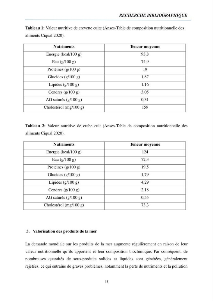 Évaluation de la valeur nutritionnelle chez les crustacés