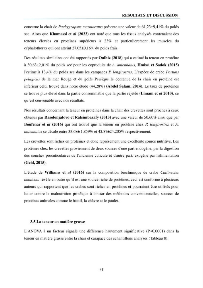 Évaluation de la valeur nutritionnelle chez les crustacés