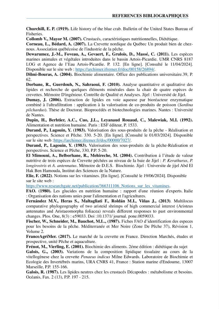Évaluation de la valeur nutritionnelle chez les crustacés