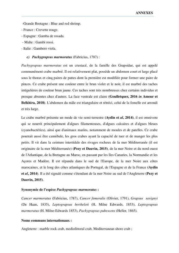 Évaluation de la valeur nutritionnelle chez les crustacés