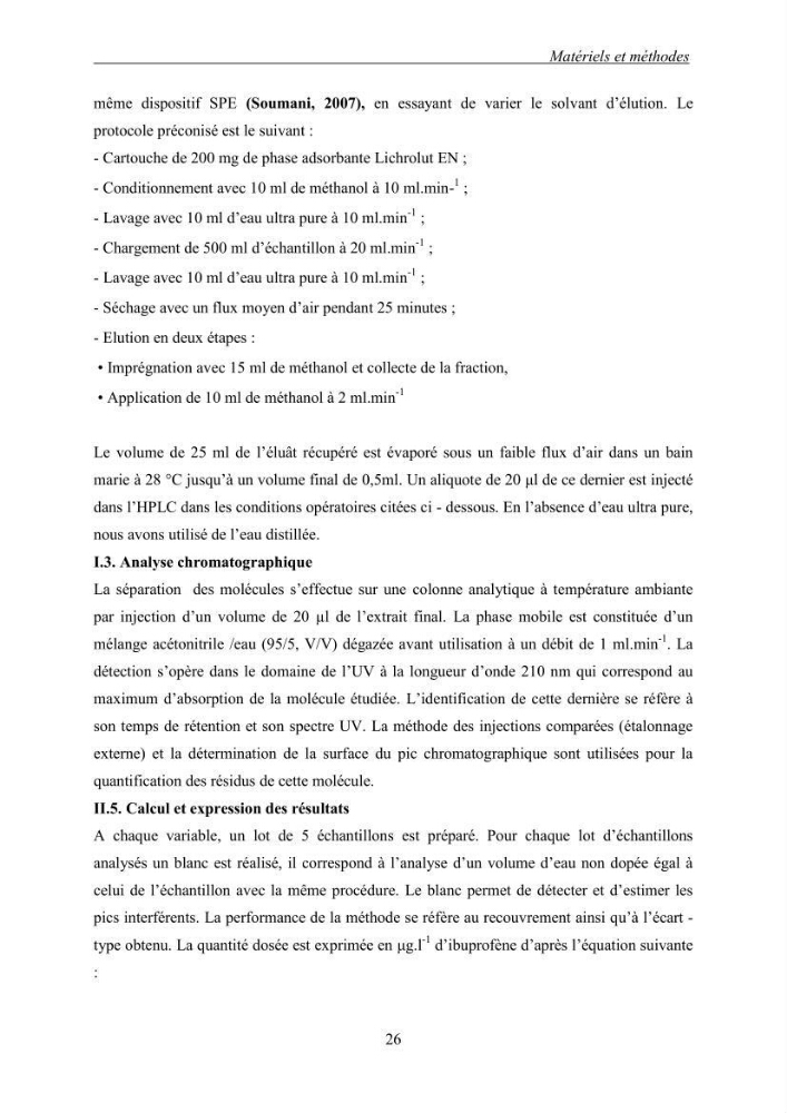 Mise au point et optimisation d\'une méthode d\'analyse de l\'ibuprofène présent dans l\'eau