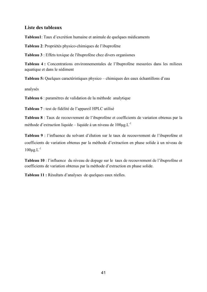 Mise au point et optimisation d\'une méthode d\'analyse de l\'ibuprofène présent dans l\'eau