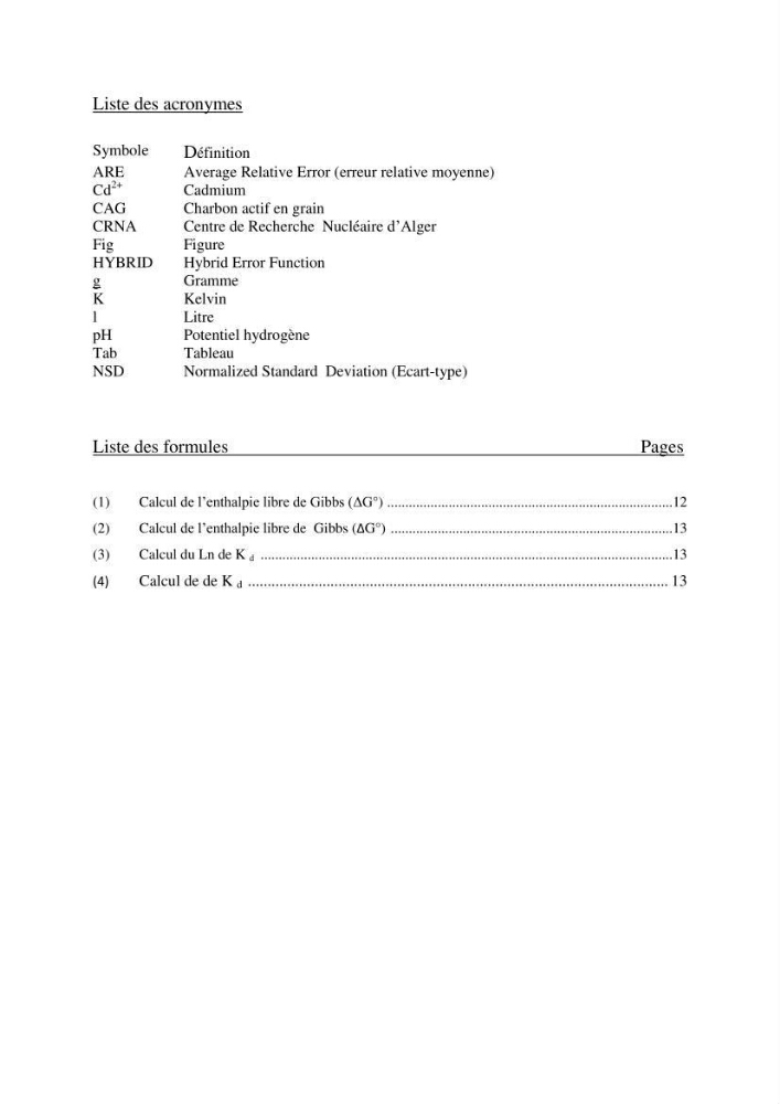 Etude de la thermodynamique de la retention du cadmium en milieu aqueux sur un charbon actif