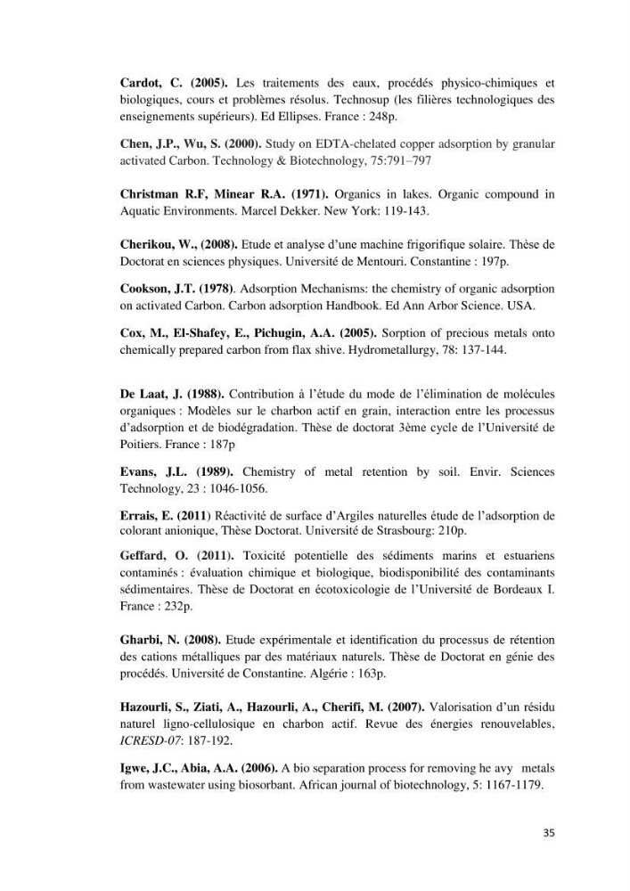 Etude de la thermodynamique de la retention du cadmium en milieu aqueux sur un charbon actif
