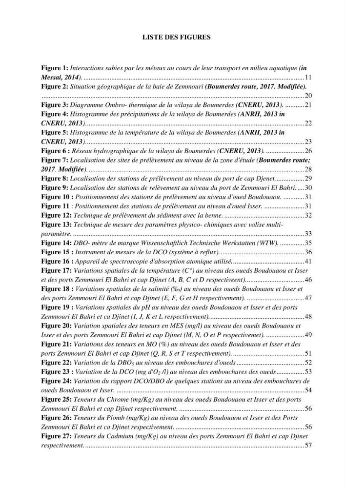 Evaluation du taux de la pollution des eaux et des sédiments par les métaux lourds au niveau du littoral de Boumerdes : Baie de Zemmouri