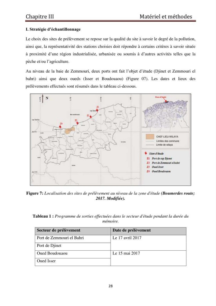 Evaluation du taux de la pollution des eaux et des sédiments par les métaux lourds au niveau du littoral de Boumerdes : Baie de Zemmouri