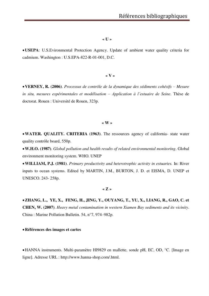 Evaluation du taux de la pollution des eaux et des sédiments par les métaux lourds au niveau du littoral de Boumerdes : Baie de Zemmouri