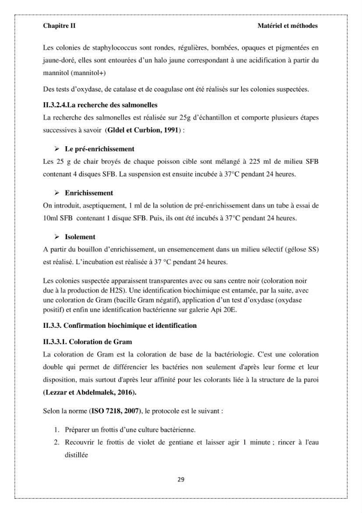 Qualité microbiologique et teneurs en éléments traces métalliques chez les poissons comestibles, risques sanitaires potentiels