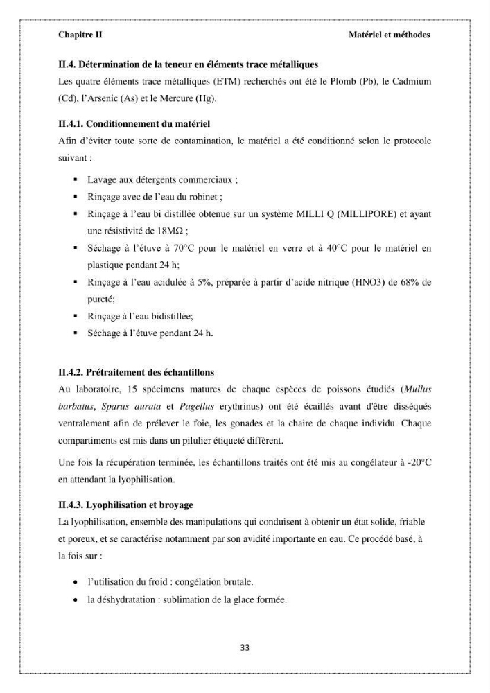 Qualité microbiologique et teneurs en éléments traces métalliques chez les poissons comestibles, risques sanitaires potentiels