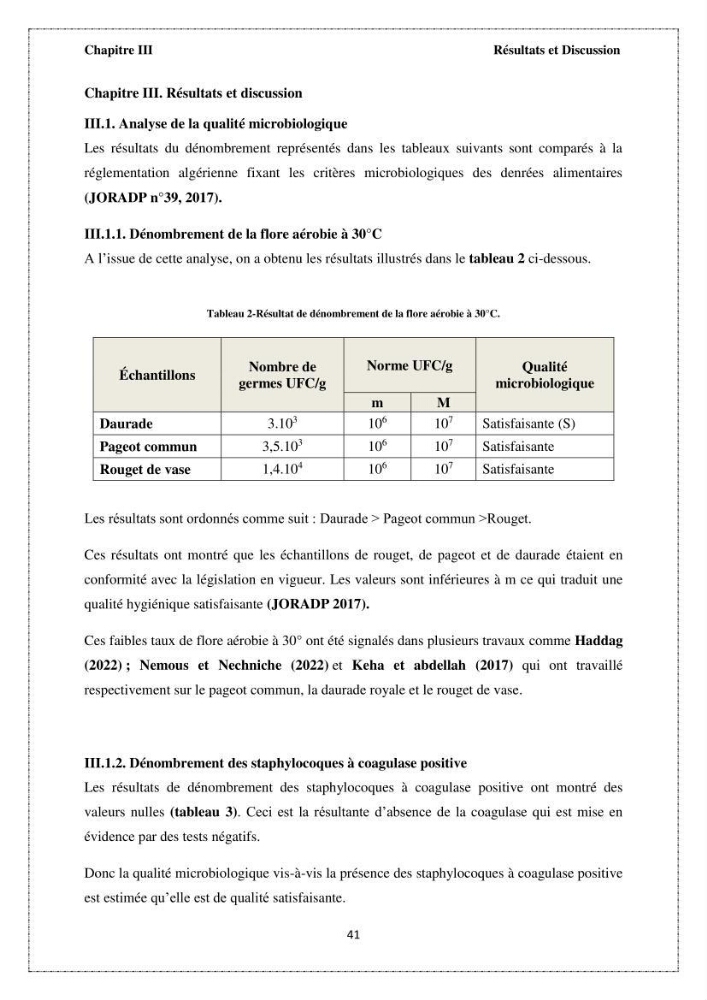 Qualité microbiologique et teneurs en éléments traces métalliques chez les poissons comestibles, risques sanitaires potentiels