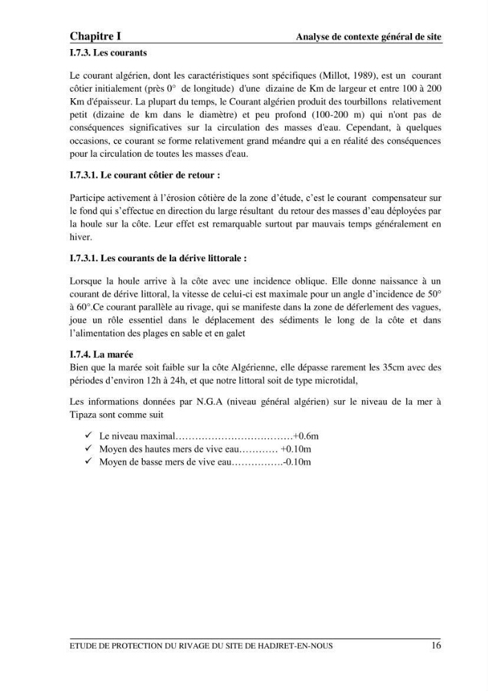 Etude de protection du rivage du site de Hadjret En Enous