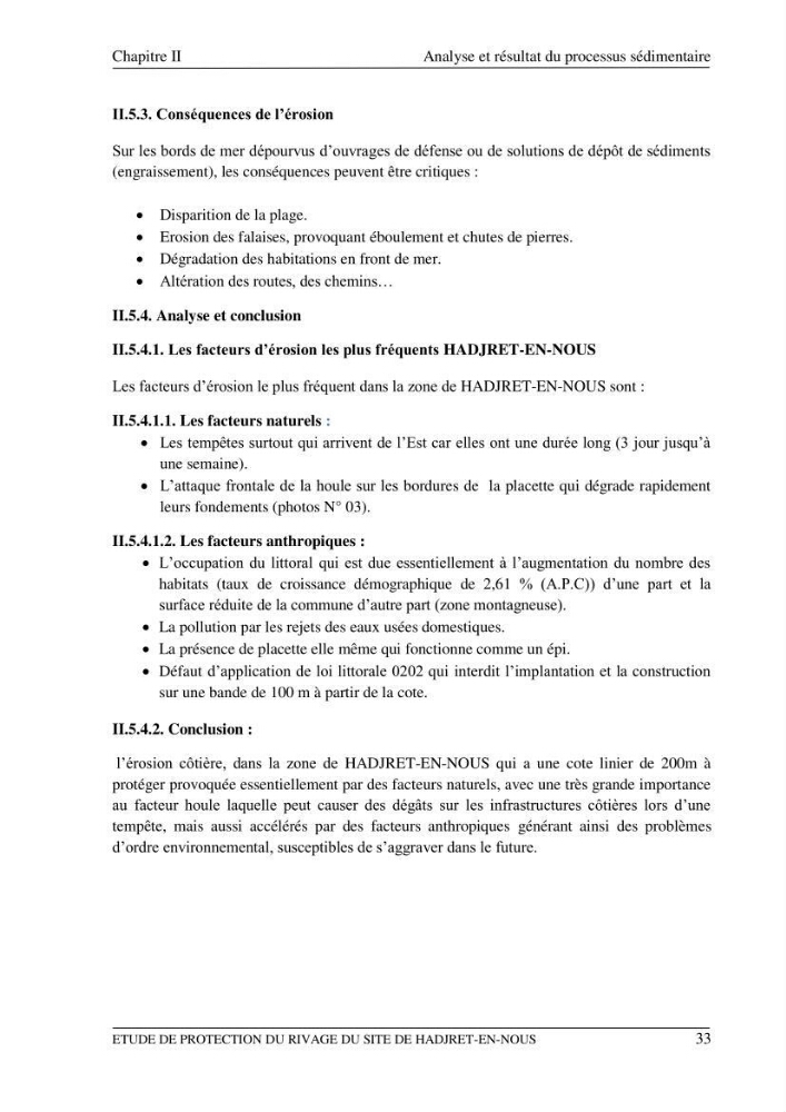 Etude de protection du rivage du site de Hadjret En Enous