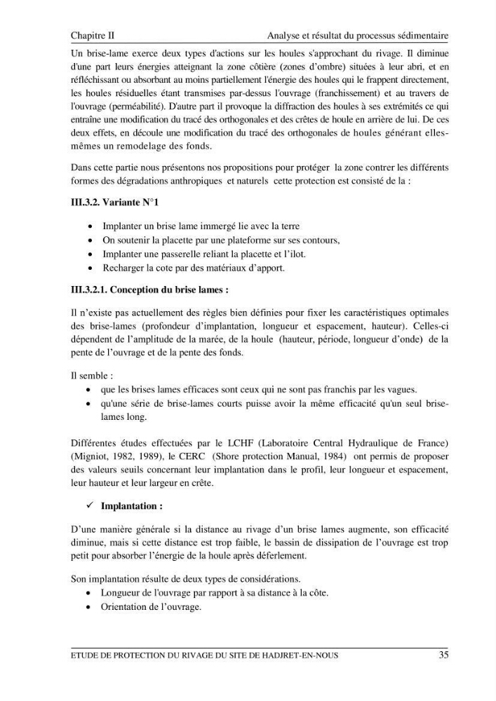Etude de protection du rivage du site de Hadjret En Enous