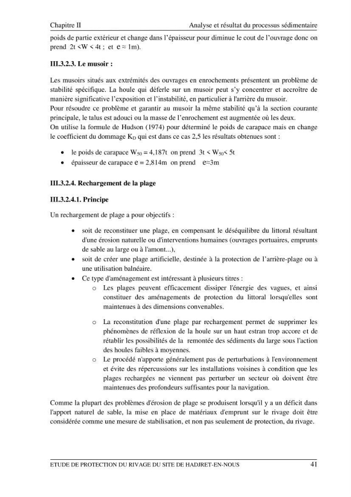 Etude de protection du rivage du site de Hadjret En Enous