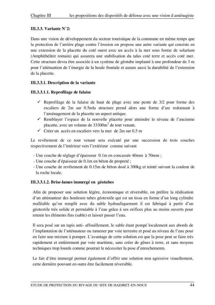 Etude de protection du rivage du site de Hadjret En Enous