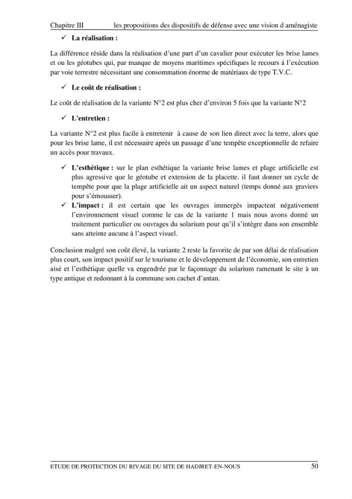 Etude de protection du rivage du site de Hadjret En Enous
