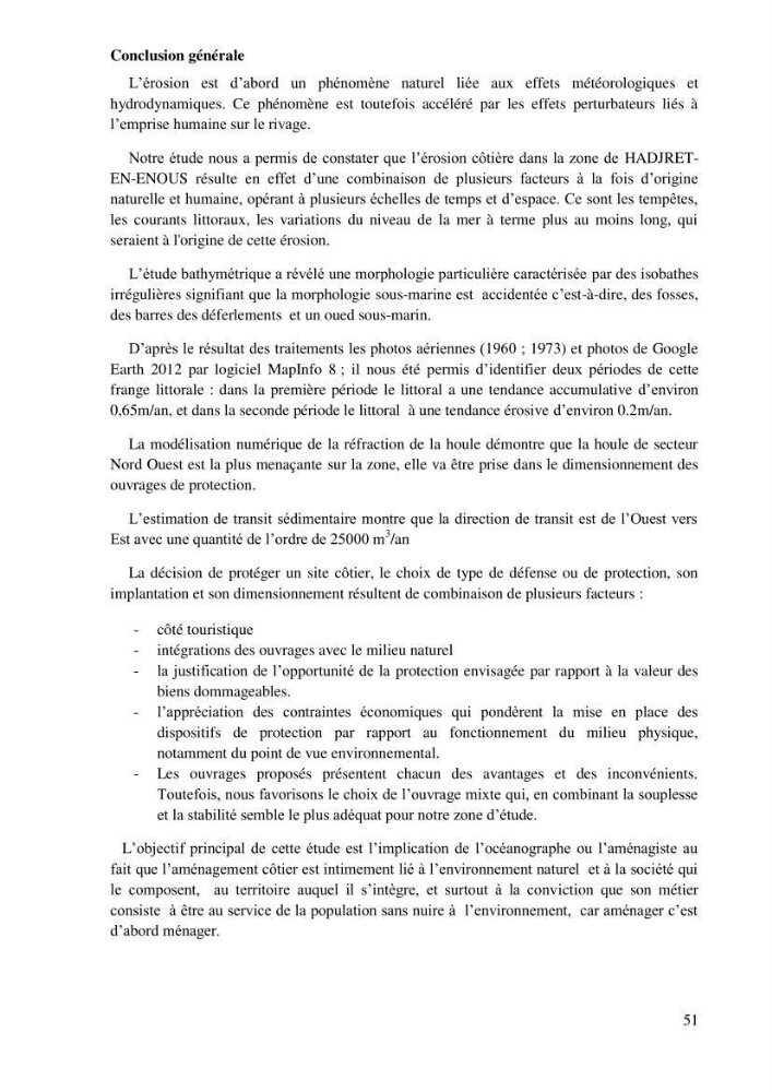 Etude de protection du rivage du site de Hadjret En Enous
