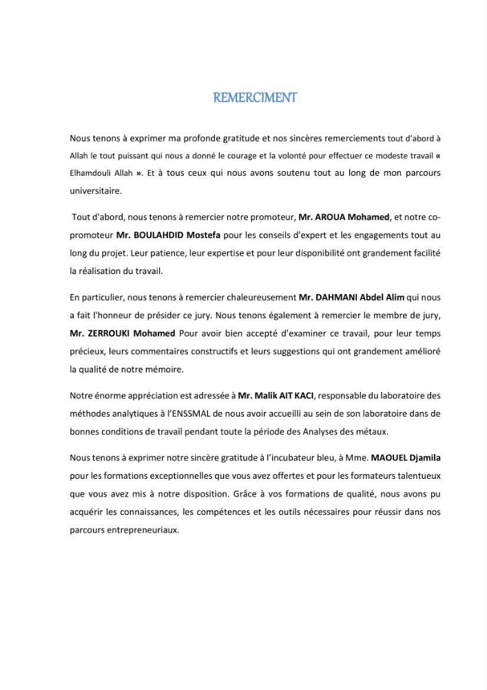 Evaluation et impact de la pollution par les métaux traces sur l’environnement marin as de l’embouchure de l’Oued Beni Messous