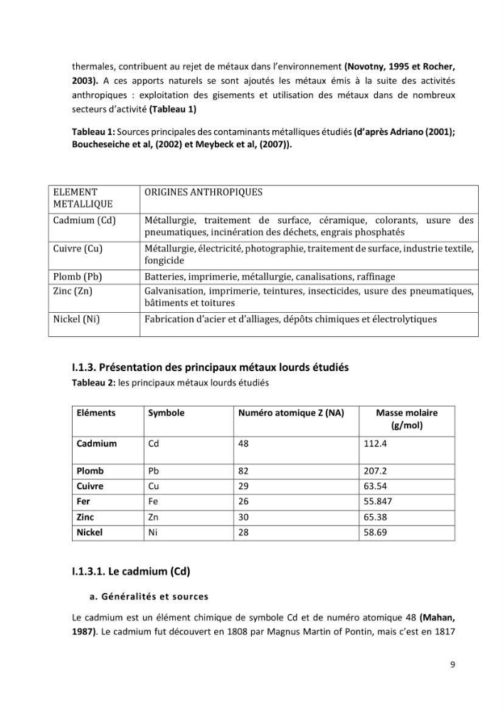 Evaluation et impact de la pollution par les métaux traces sur l’environnement marin as de l’embouchure de l’Oued Beni Messous