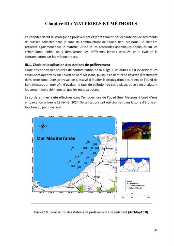 Evaluation et impact de la pollution par les métaux traces sur l’environnement marin as de l’embouchure de l’Oued Beni Messous