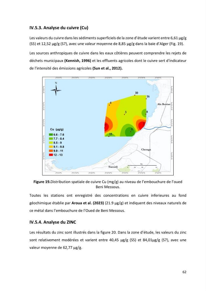 Evaluation et impact de la pollution par les métaux traces sur l’environnement marin as de l’embouchure de l’Oued Beni Messous