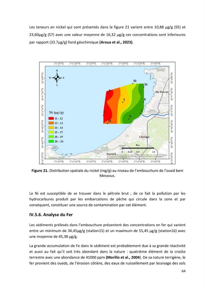 Evaluation et impact de la pollution par les métaux traces sur l’environnement marin as de l’embouchure de l’Oued Beni Messous