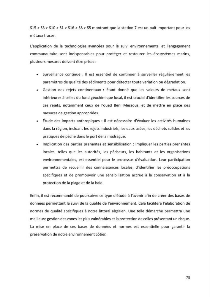Evaluation et impact de la pollution par les métaux traces sur l’environnement marin as de l’embouchure de l’Oued Beni Messous