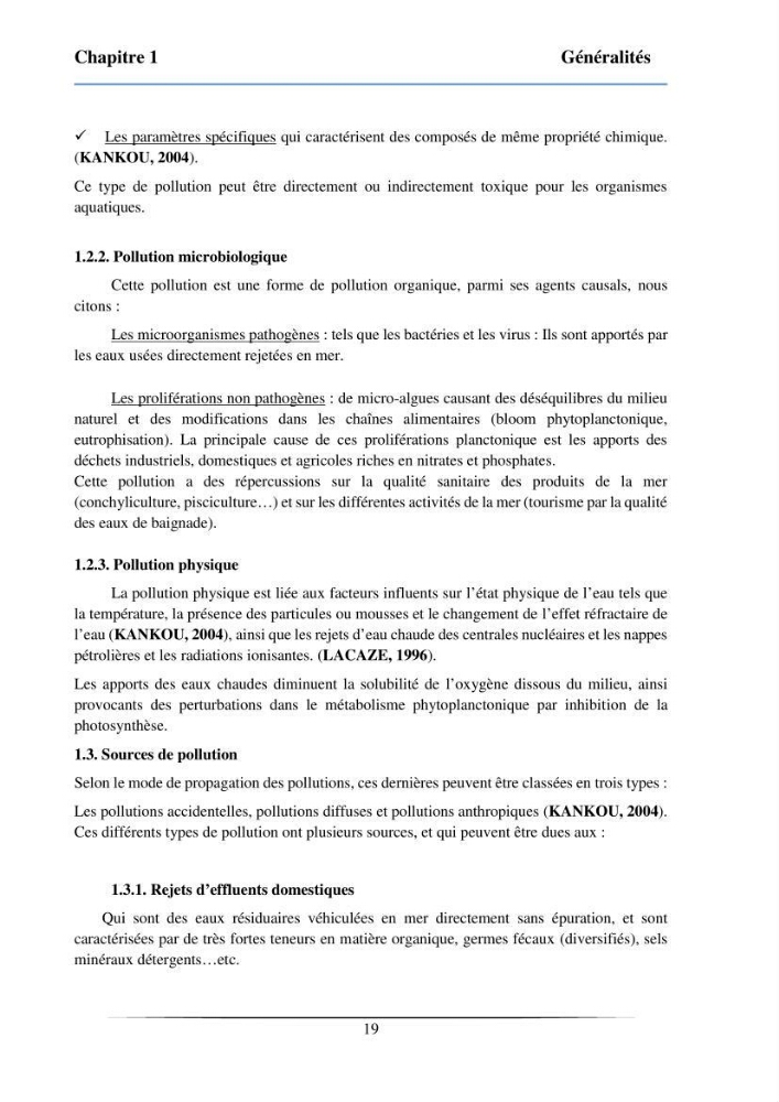 Les paramètres physicochimiques et les sels nutritifs dans la baie de Bou-Ismail: