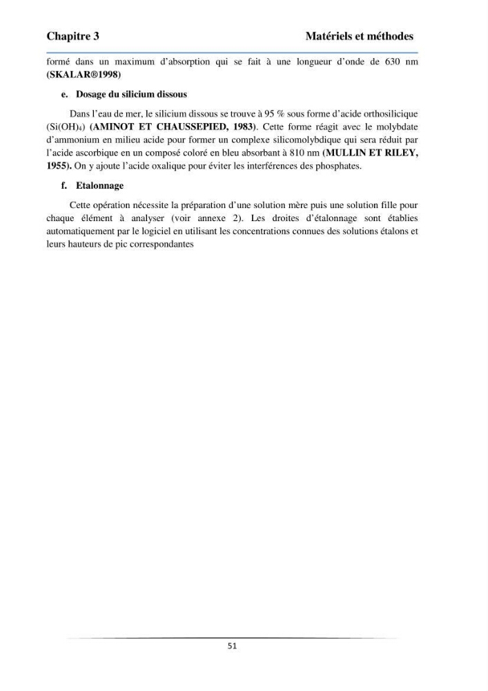 Les paramètres physicochimiques et les sels nutritifs dans la baie de Bou-Ismail: