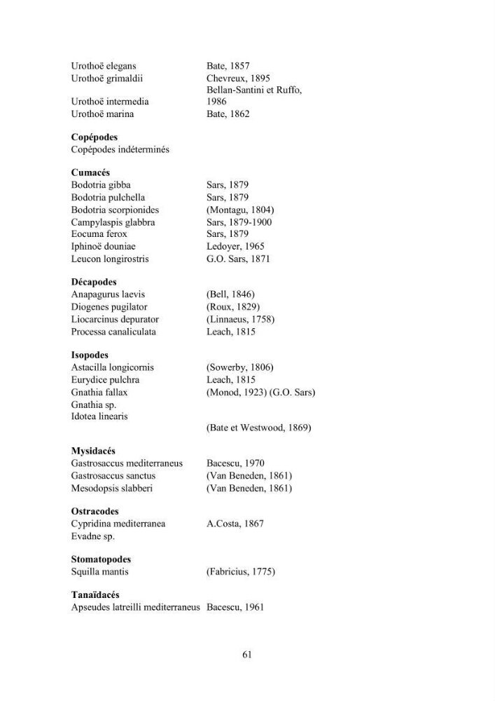Peuplements carcinologiques des petits fonds de la baie de Bou-Ismail