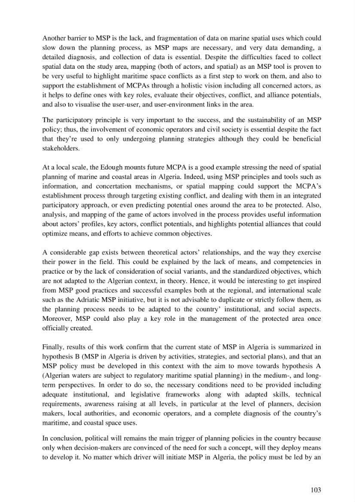 Analysis of the Algerian maritime spatial planning framework applied to the estearn sector
