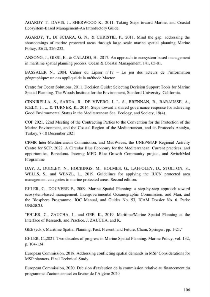 Analysis of the Algerian maritime spatial planning framework applied to the estearn sector