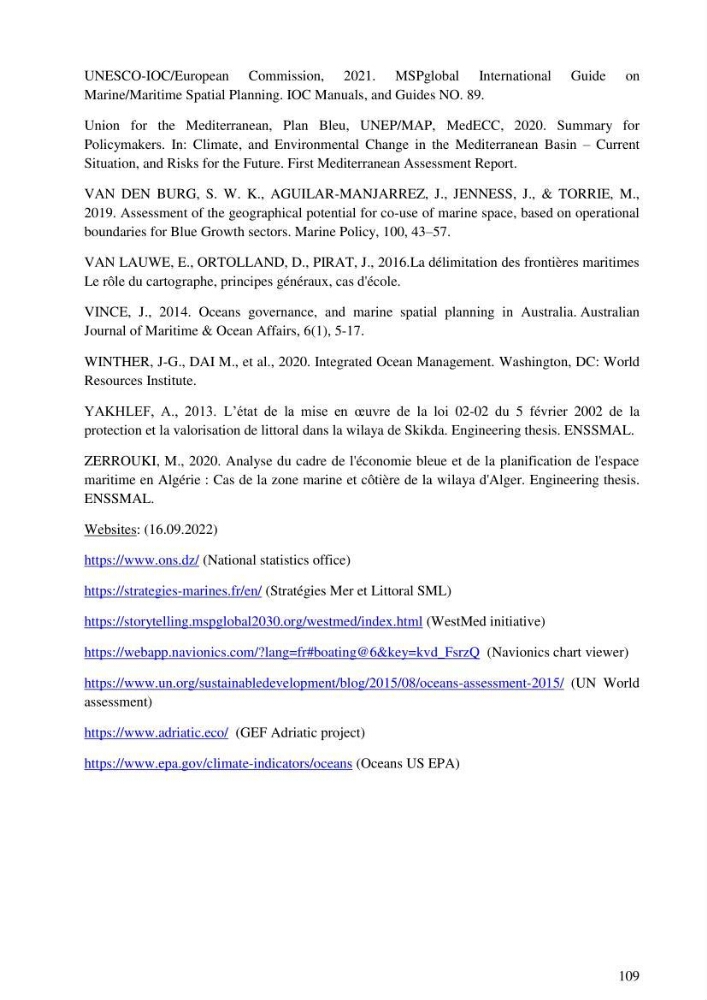 Analysis of the Algerian maritime spatial planning framework applied to the estearn sector