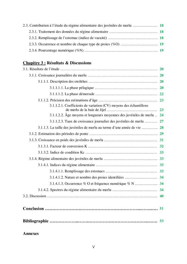 Etude de la variabilité du taux de croissance et écologie alimentaire des juvéniles du Merlu (merluccius merluccius,L.,1758) de la Baie de Jijel: