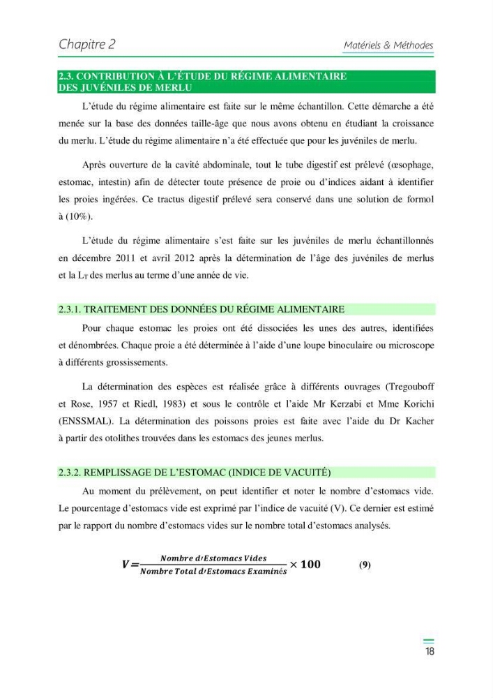 Etude de la variabilité du taux de croissance et écologie alimentaire des juvéniles du Merlu (merluccius merluccius,L.,1758) de la Baie de Jijel: