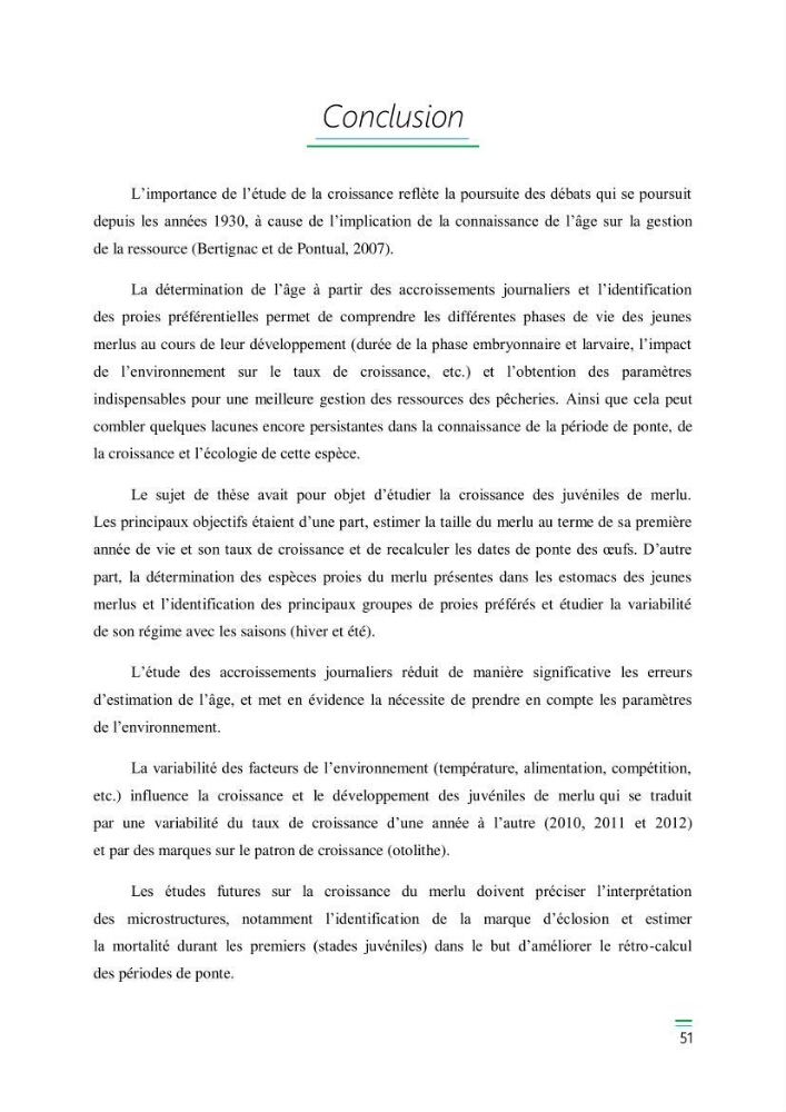 Etude de la variabilité du taux de croissance et écologie alimentaire des juvéniles du Merlu (merluccius merluccius,L.,1758) de la Baie de Jijel: