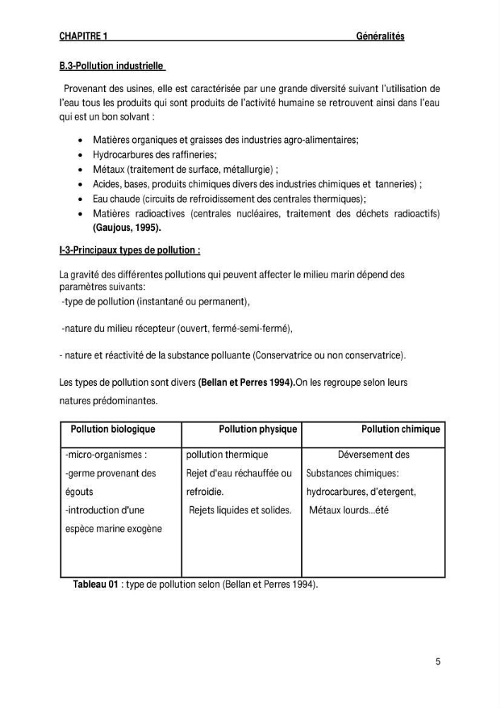 Evaluation des paramètres de l\'oued de Beni-Mssous,Alimentationt la stution d\'éparation avant traitement