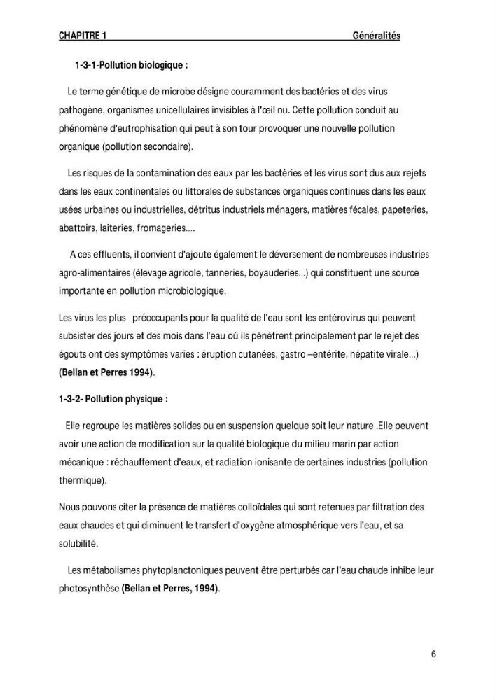 Evaluation des paramètres de l\'oued de Beni-Mssous,Alimentationt la stution d\'éparation avant traitement