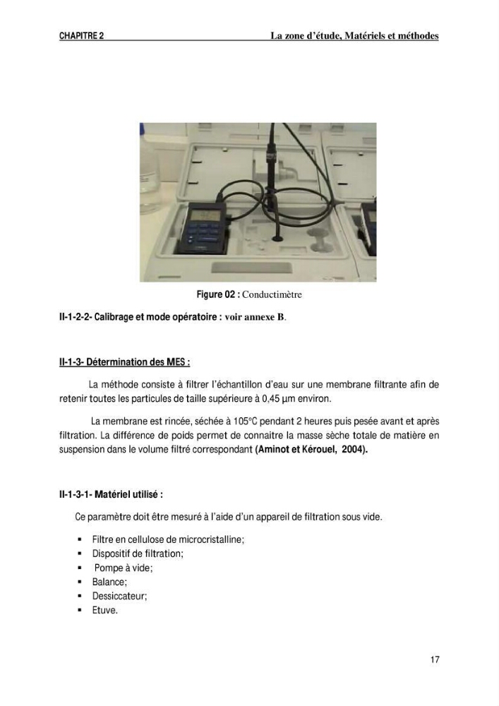 Evaluation des paramètres de l\'oued de Beni-Mssous,Alimentationt la stution d\'éparation avant traitement