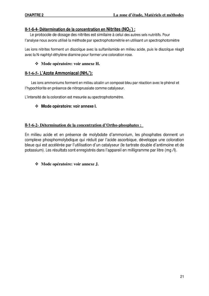 Evaluation des paramètres de l\'oued de Beni-Mssous,Alimentationt la stution d\'éparation avant traitement