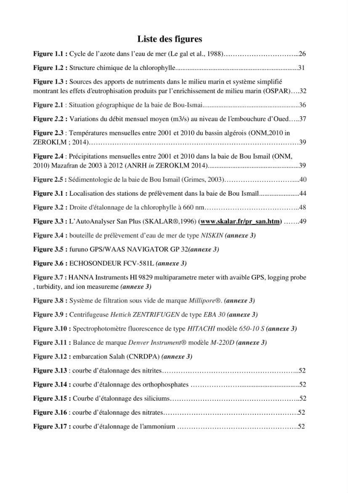 Les paramètres physicochimiques et les sels nutritifs dans la baie de Bou-Ismail