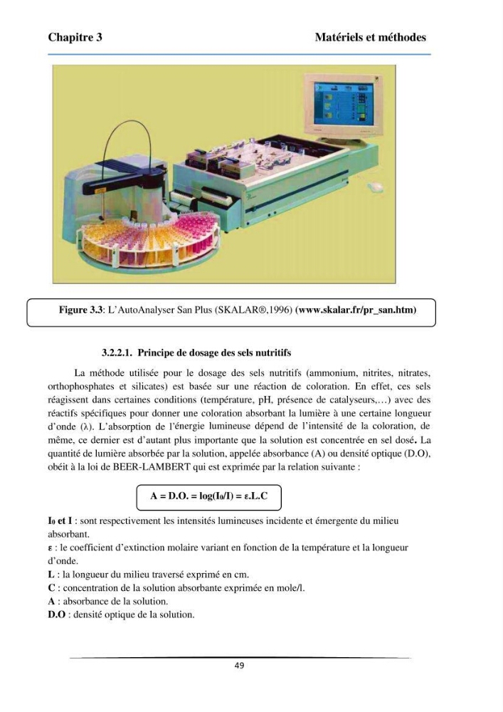 Les paramètres physicochimiques et les sels nutritifs dans la baie de Bou-Ismail