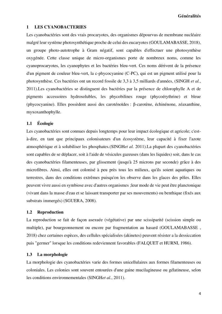 Extraction et purification de la phycocyanine à partir d’une microalgue *spiruline*caux possibilites cosmetiques.