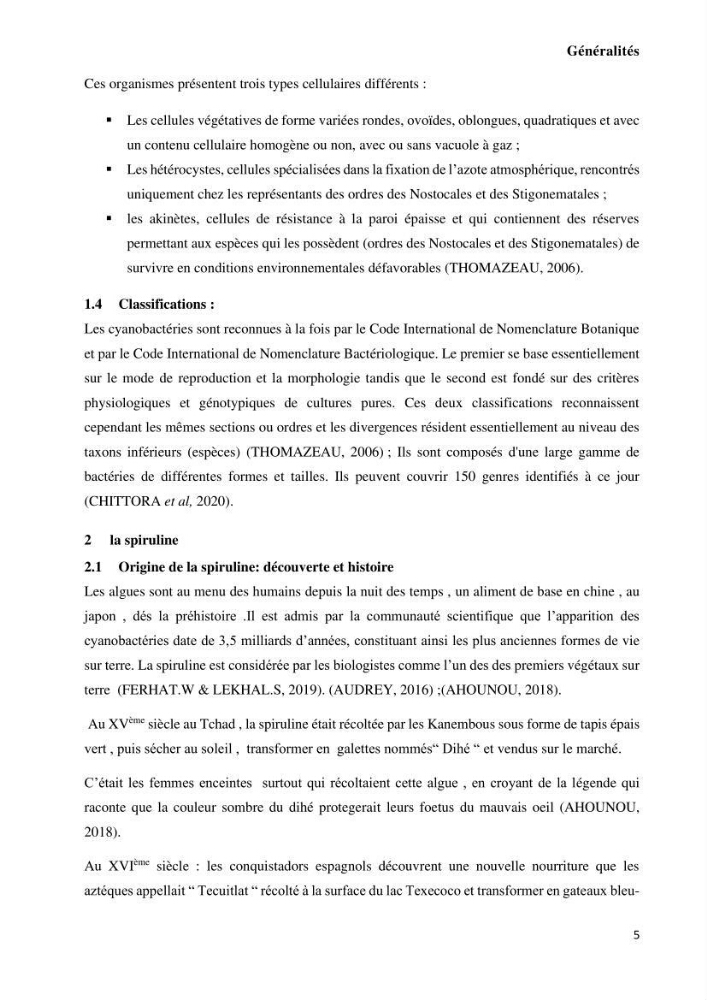Extraction et purification de la phycocyanine à partir d’une microalgue *spiruline*caux possibilites cosmetiques.