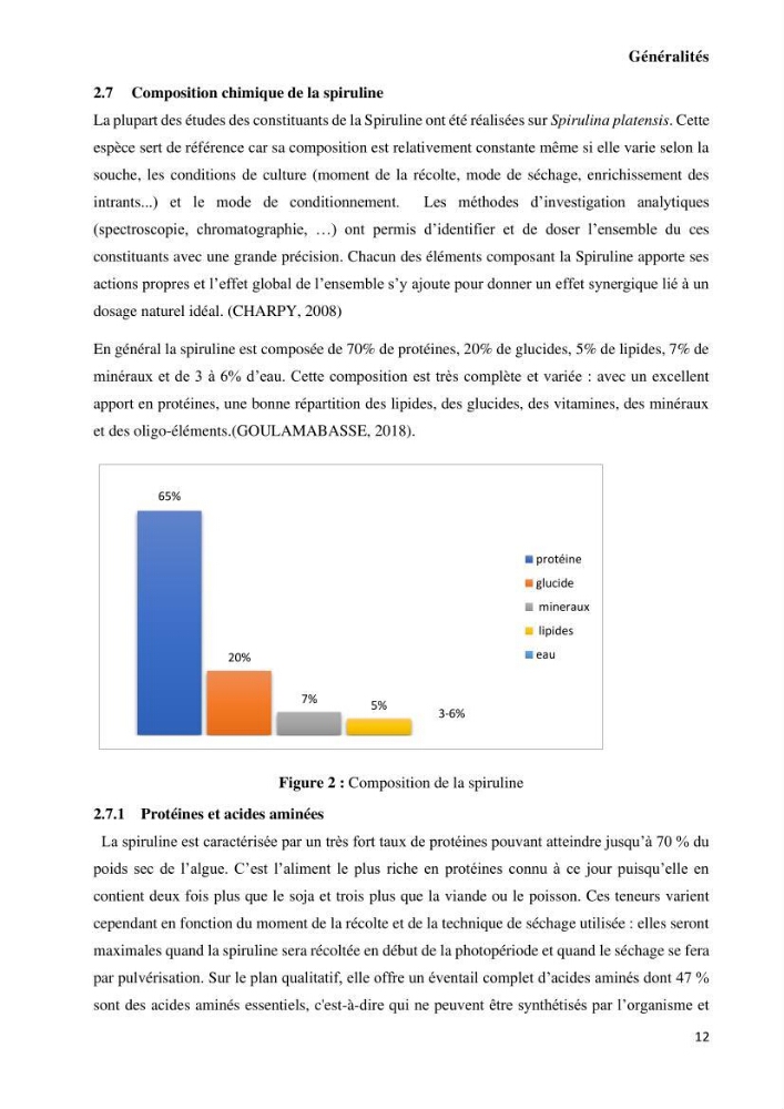 Extraction et purification de la phycocyanine à partir d’une microalgue *spiruline*caux possibilites cosmetiques.