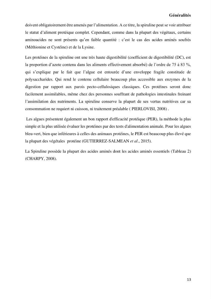 Extraction et purification de la phycocyanine à partir d’une microalgue *spiruline*caux possibilites cosmetiques.