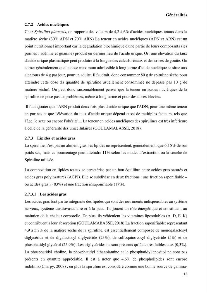 Extraction et purification de la phycocyanine à partir d’une microalgue *spiruline*caux possibilites cosmetiques.