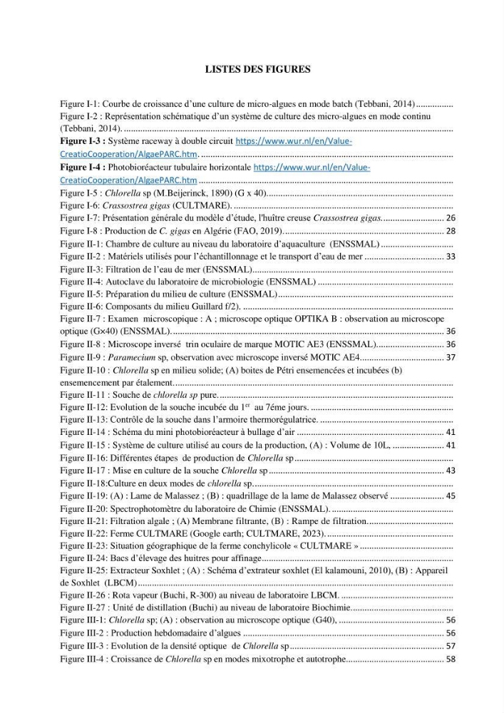 Suivi d’un élevage ostréicole Affinage des huîtres creuses Crassostrea gigas en présence de Chlorella sp.