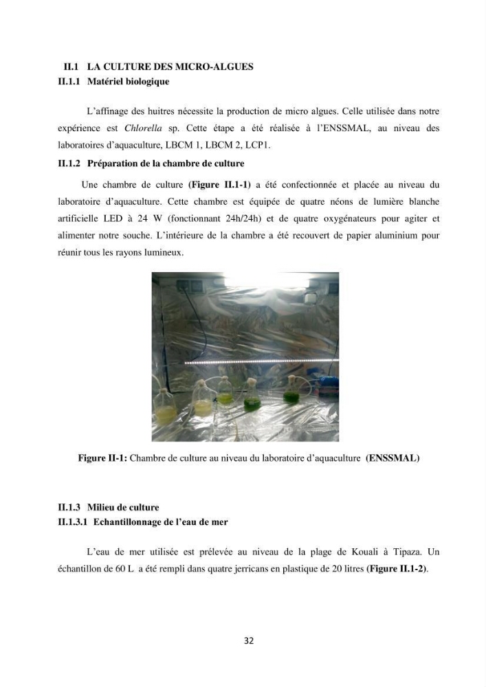 Suivi d’un élevage ostréicole Affinage des huîtres creuses Crassostrea gigas en présence de Chlorella sp.